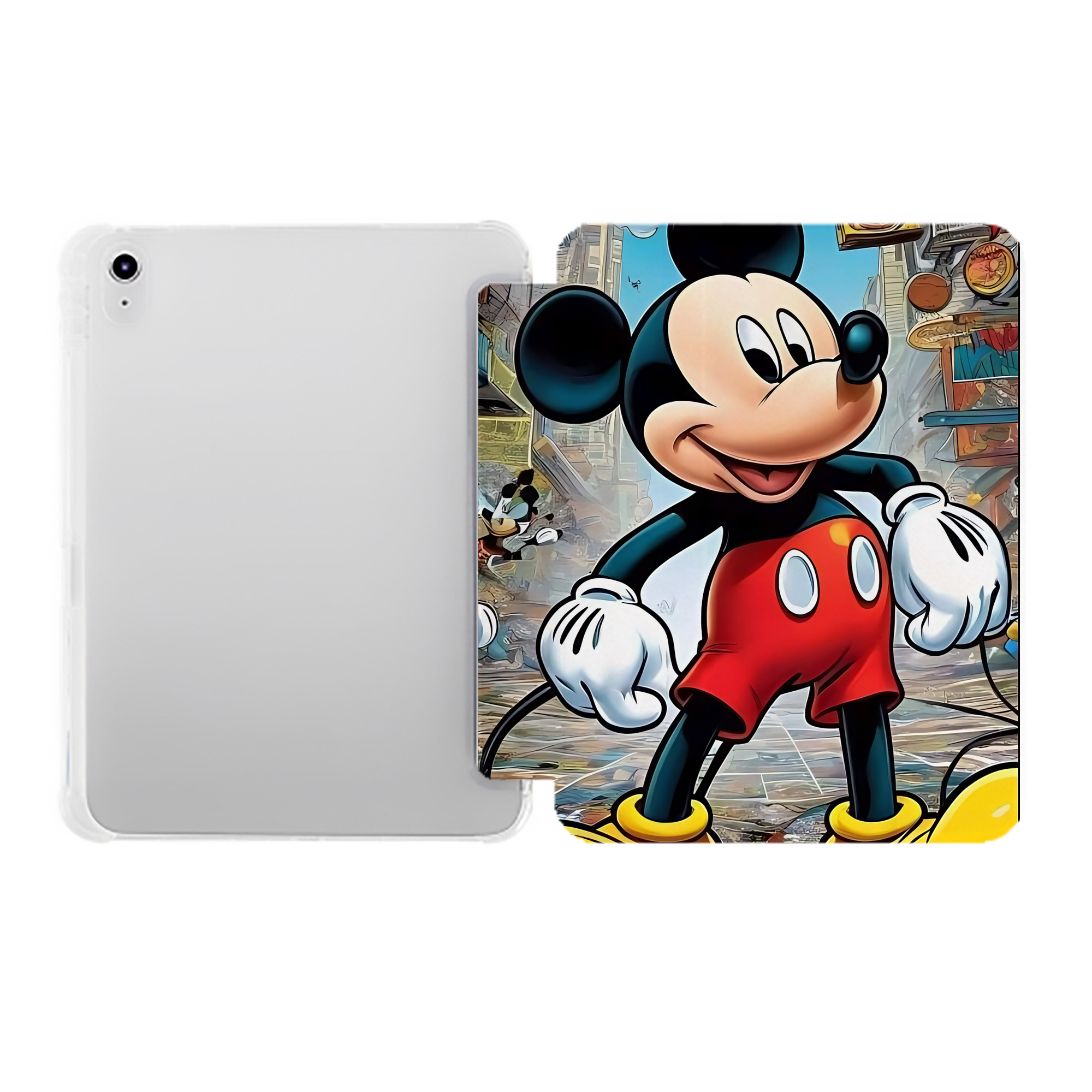 （画像用） ミッキーマウス Mickey Mouse IPad ケース ペン収納付き 三つ折りスタンド PUレザー×シリコン 対応機種9.5/10.5/10.9インチ